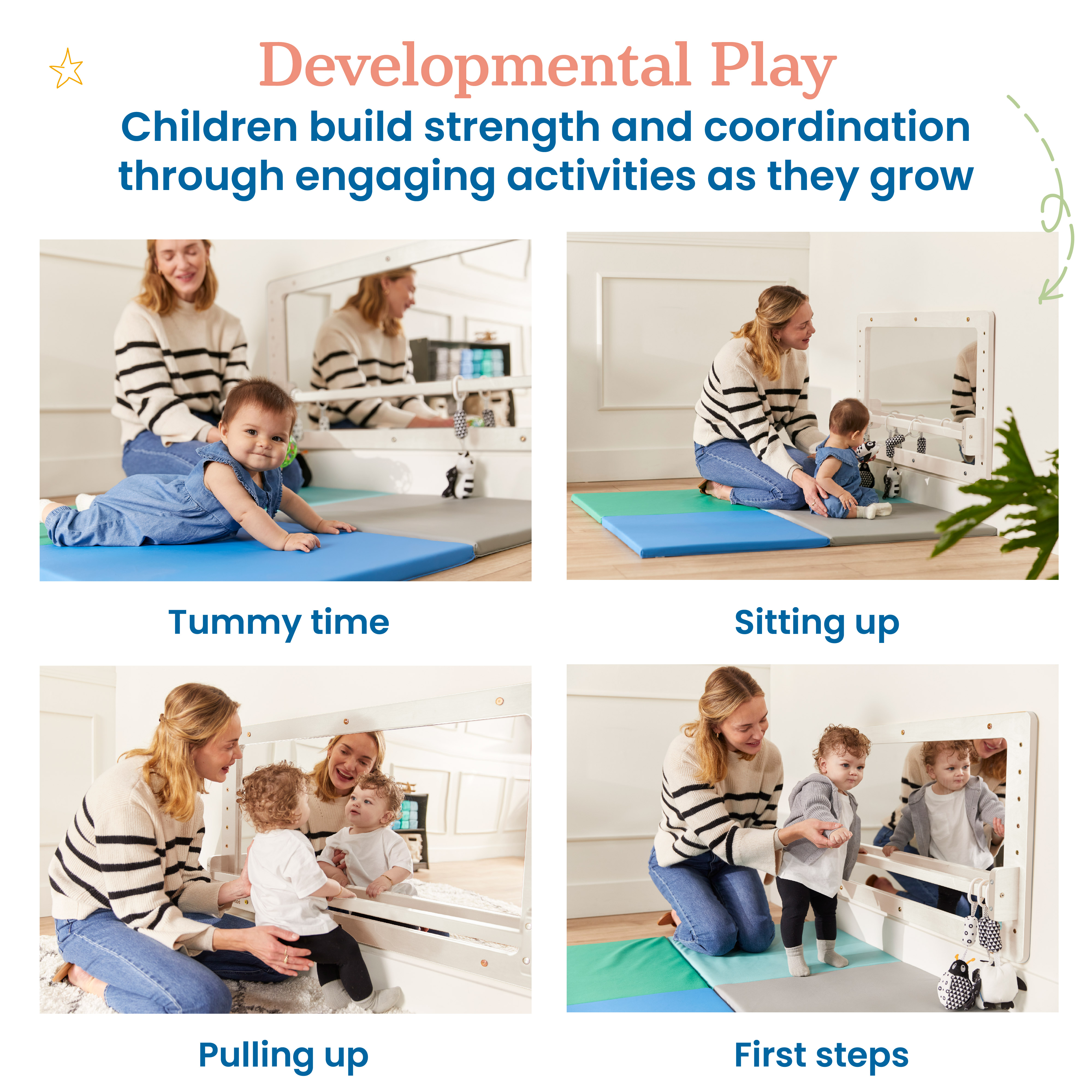 ECR4Kids Wall-Mounted Coordination Mirror, Natural - Image 31