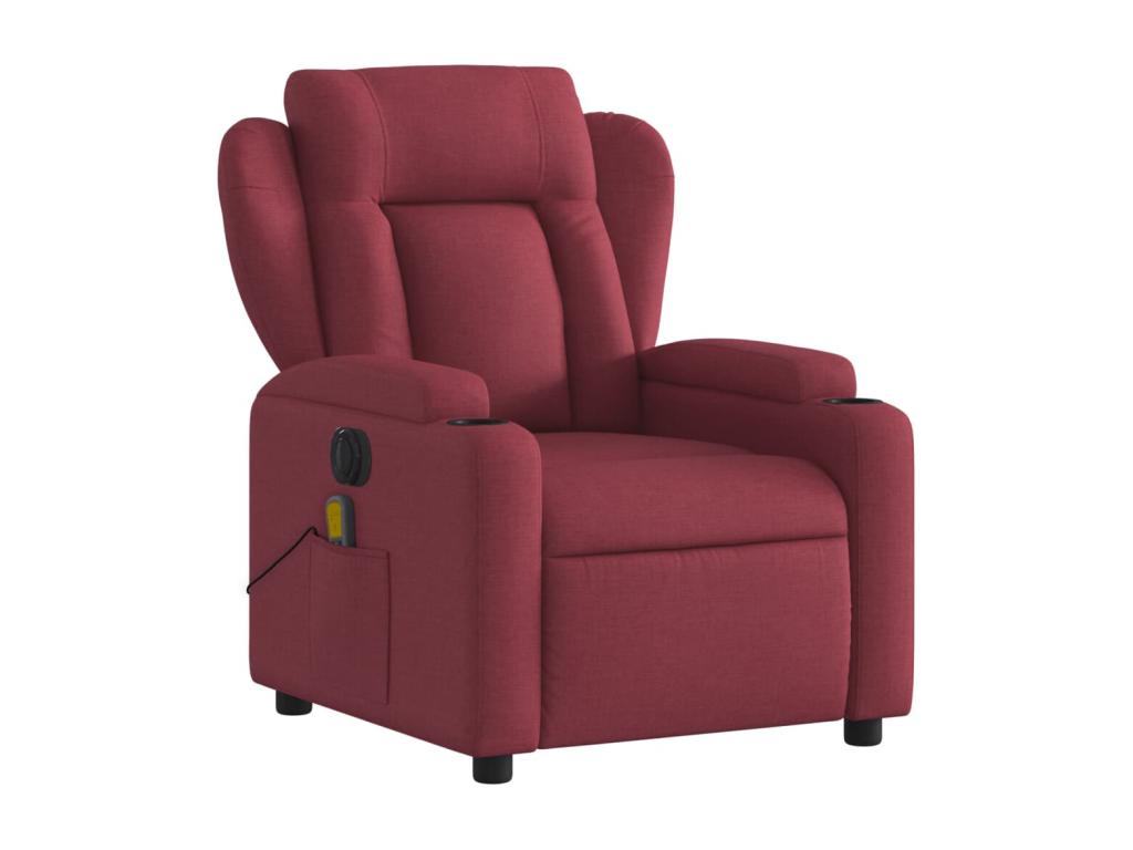 Sillón de masaje reclinable eléctrico tela rojo tinto