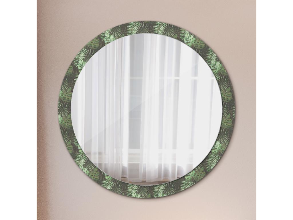 Espejo Redondo Decorativo - Hojas Tropicales - 100 cm