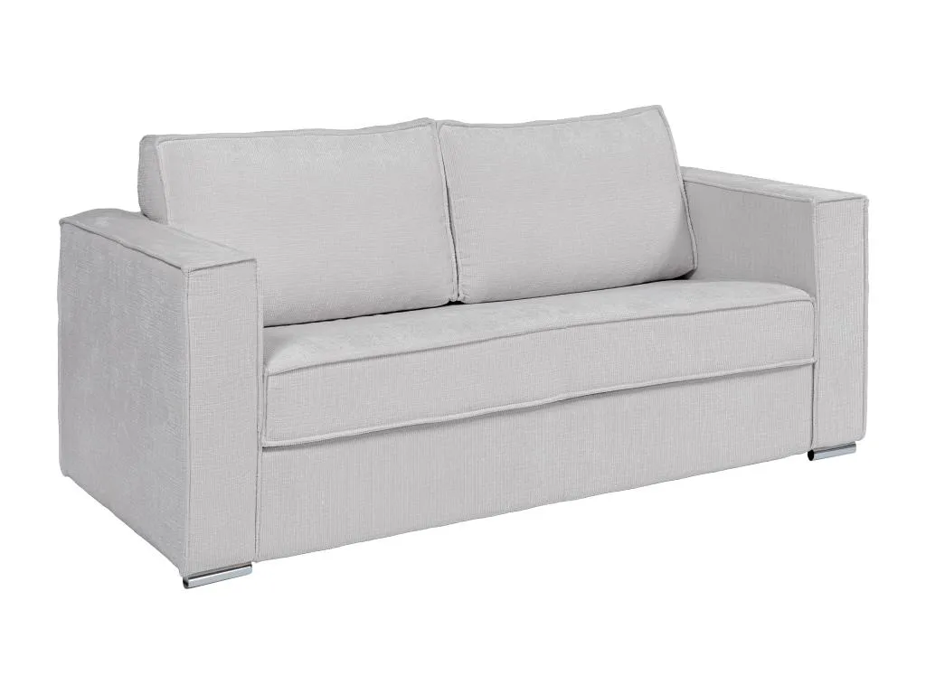 Sofá cama de 3 plazas de apertura rápida de tela texturizada gris claro - 140 cm - Colchón de 18 cm Jmmhogar