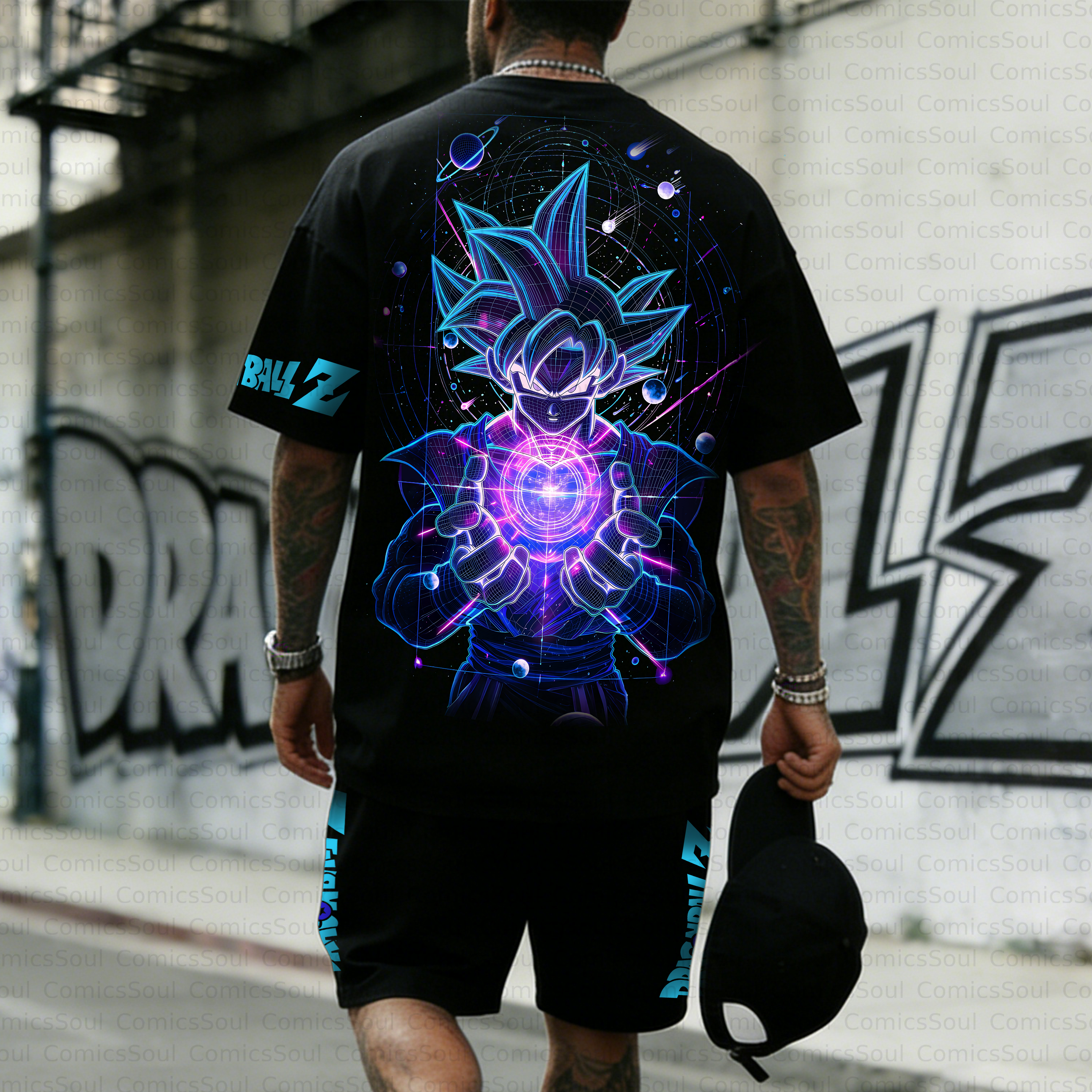 Unisex Anime Inspired Vintage T-shirt& Shorts 2 Pieces Set
