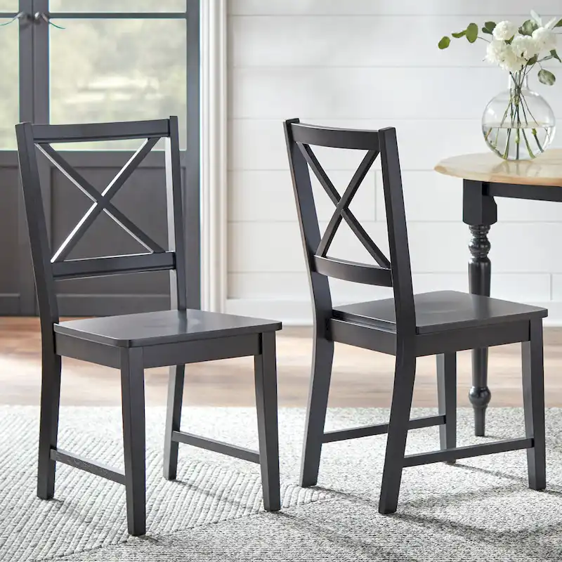 Set of 2 Solid Wood Crossback Dining Chairs by Simple Living