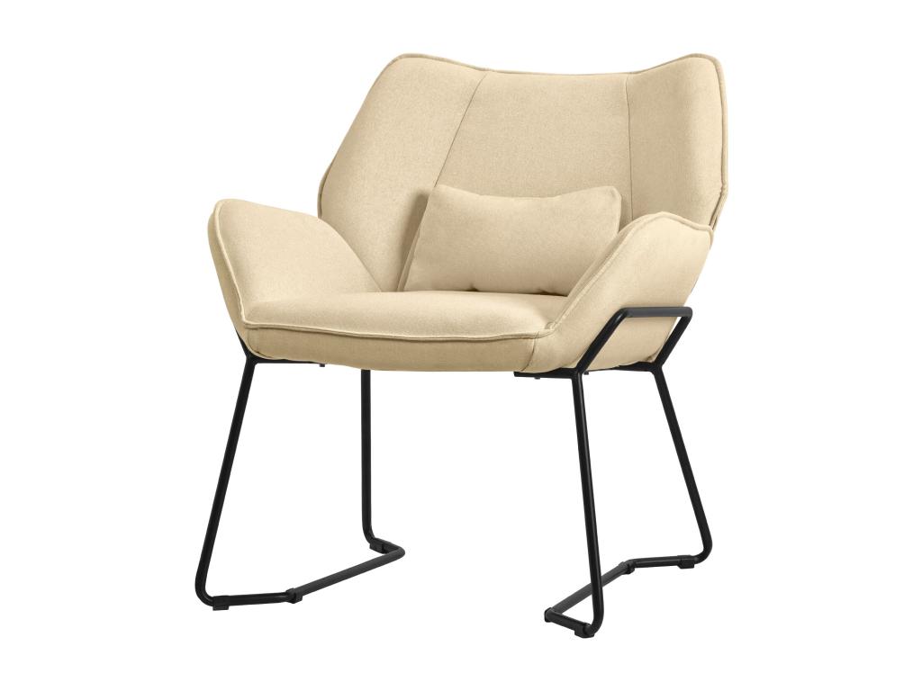 sillón de salón Confortzx - Sillón de salón con tapicería de lino y patas de metal negro