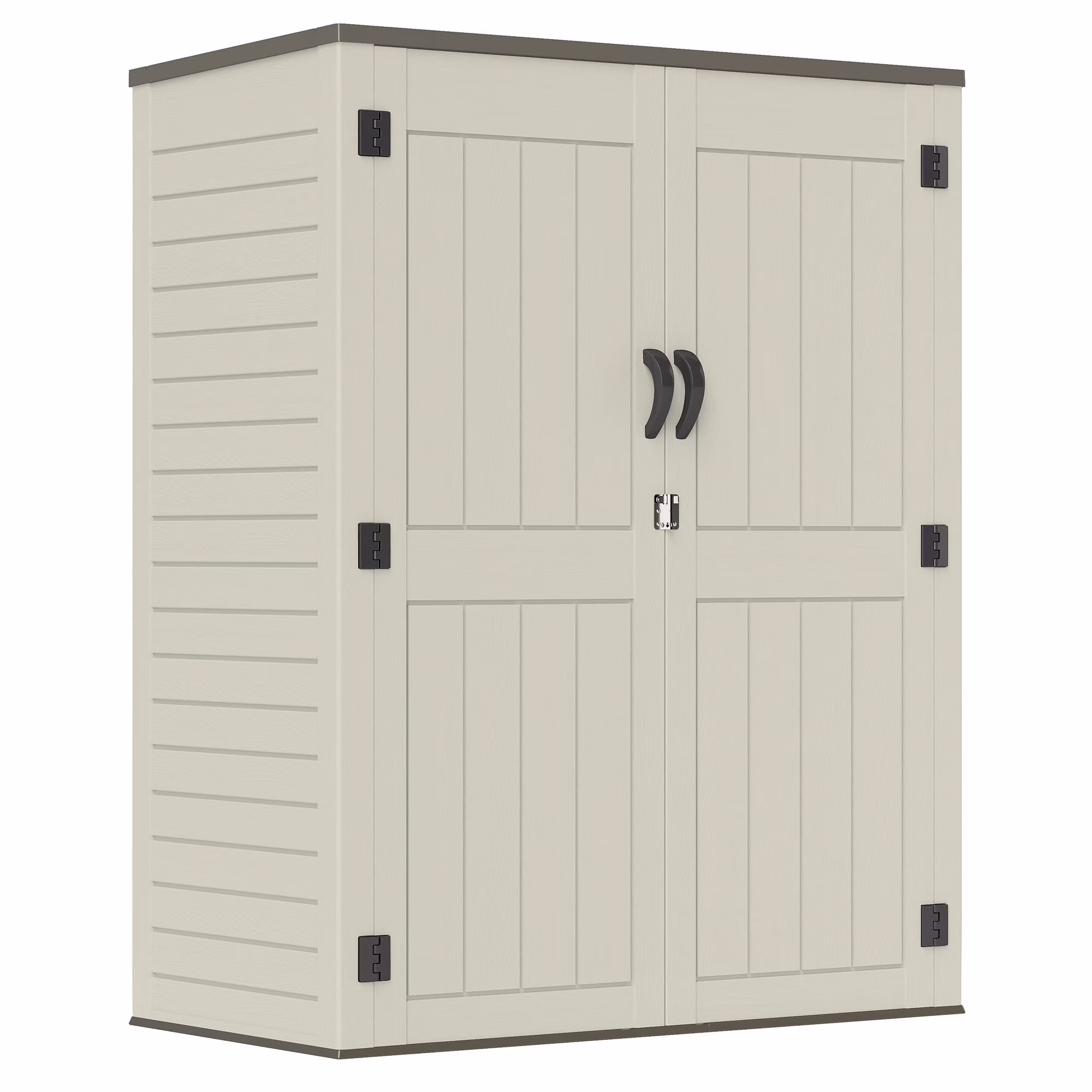 ZYJOYY 60 Cu.ft Large Outdoor Shed with Floor, Lockable Waterproof Patio Storage Cabinet for Garden Tools, Pool Supplies Lawn Equipment, Grey(Off-White)