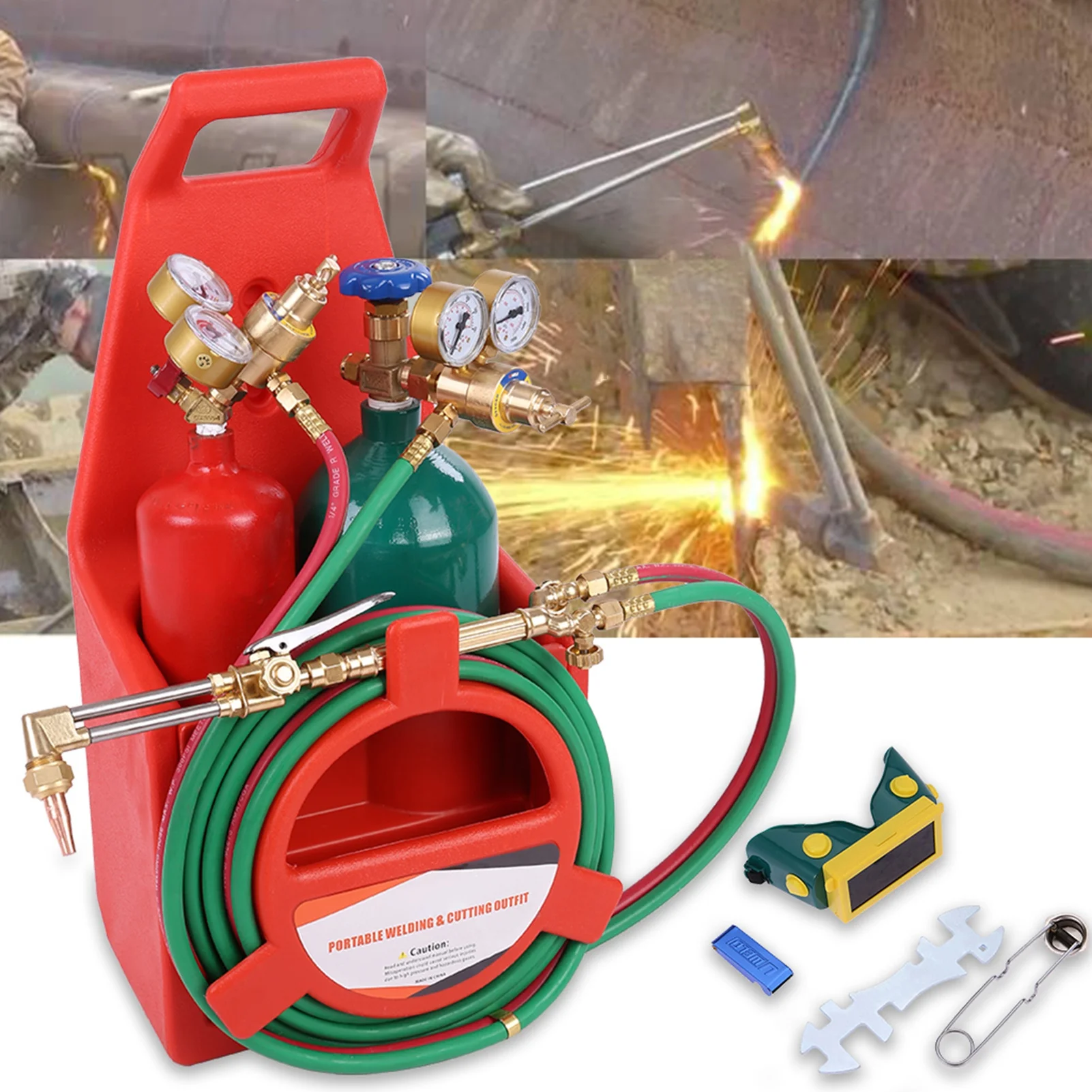 Oxy Acetylene Torch Kit Trendix Welding and Cutting Torch Set with Gauges & Hose for Metal Working, Includes 2 Tanks, 12-feet Hose Length - Image 2