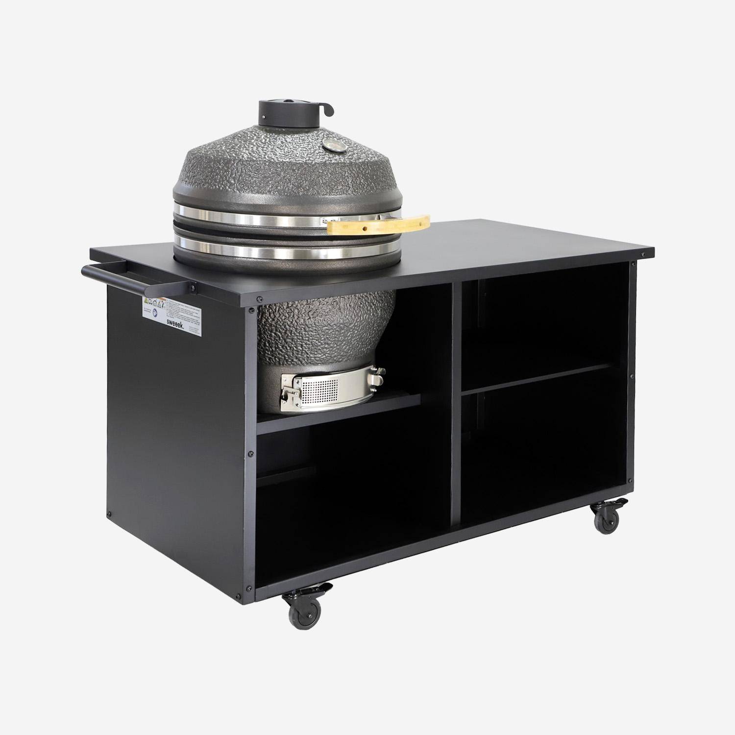 Yaku - Barbacoa kamado de carbón, ahumador con mesa auxiliar y funda