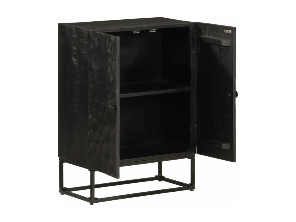 Pratcas Aparador de hierro y madera maciza de mango negro 55x30x76 cm