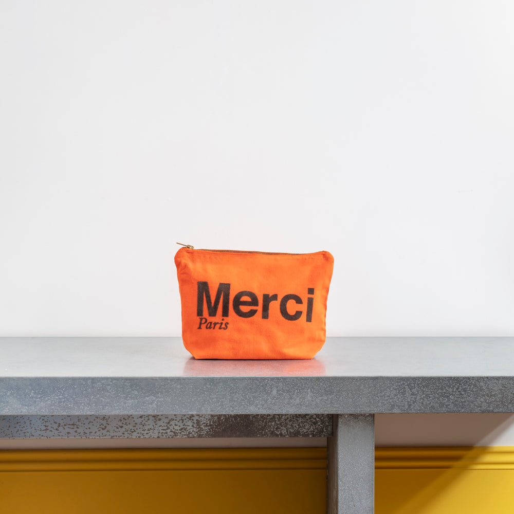 Merci - Pochette en coton - Orange & Marron