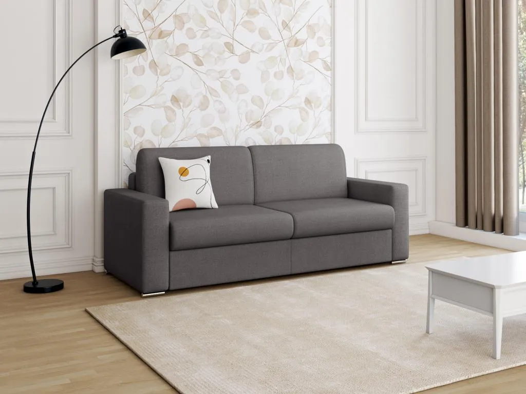 Sofá cama de 4 plazas de tela de apertura rápida Lluesmahome - Antracita - Somier de láminas de 160 cm - Colchón 16 cm con espuma con memoria de JQXM71063