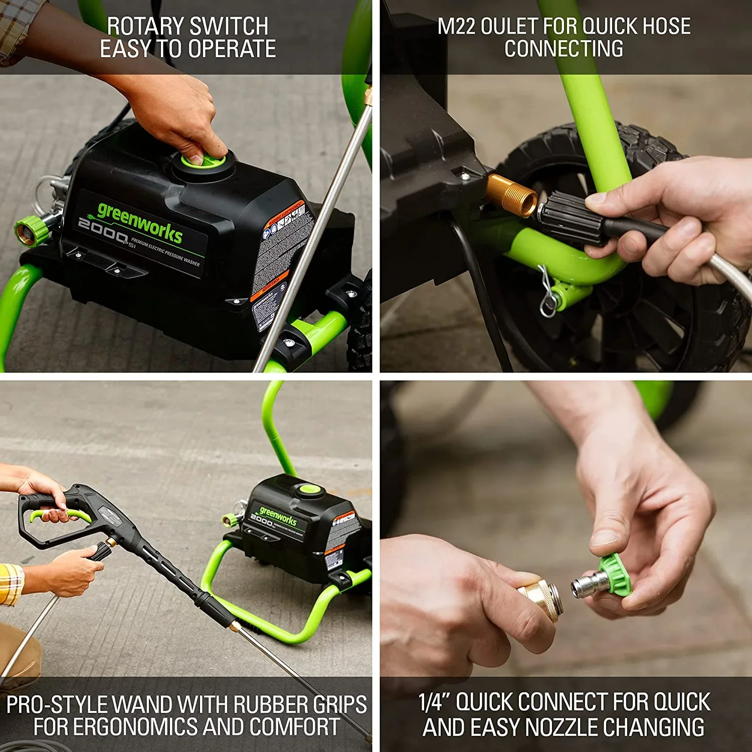 Greenworks 2000 PS at I 1.1 GPM Cold Water Electric Pressure Washer 5111802