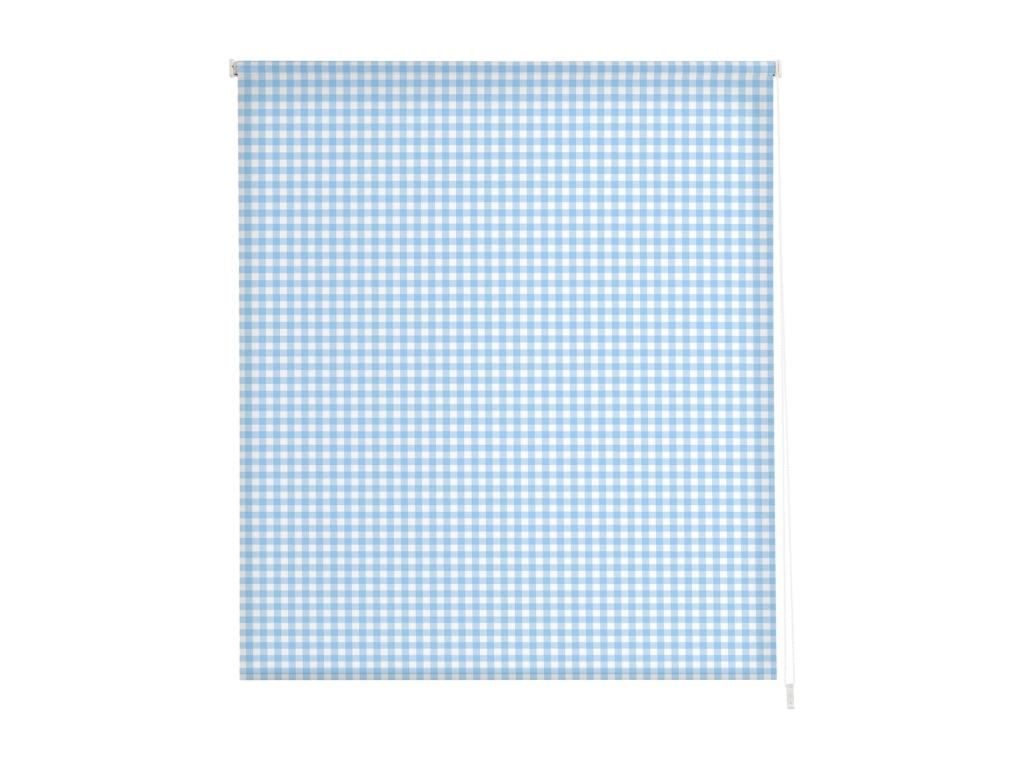 Casaplu | Estores Personalizados de COCINA | 150 x 180 cm (Ancho por Alto) Tamaño de Tela 147 x 175 cm | Modelo Vichy-2 Color Celeste