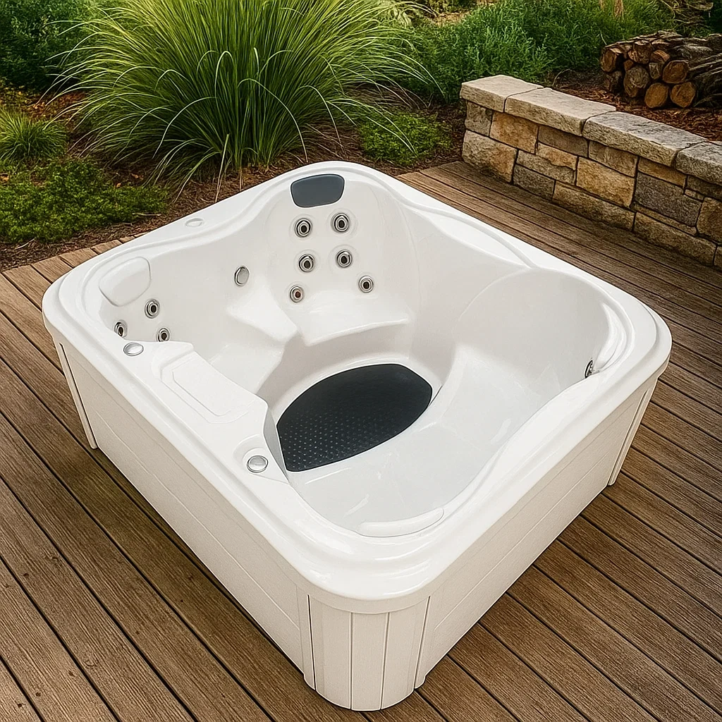 Spa de hidromasaje de 2 plazas blanco con cubierta,16 chorros,Ancho 165 x Prof, 155 x Alt, 74 cm - RHHBOiz110Hu