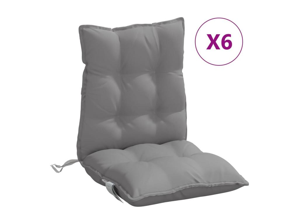 Cojines para silla con respaldo bajo 6 uds tela Oxford gris