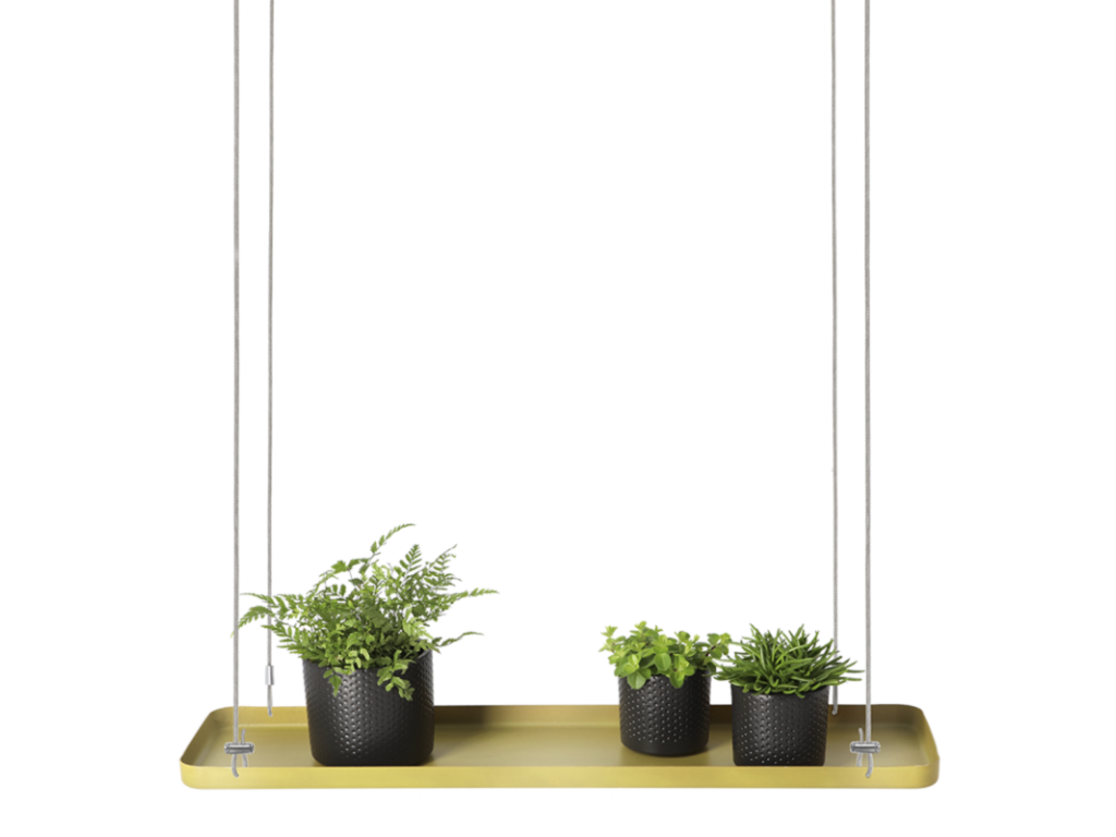 Soporte de planta rectangular para colgar dorado Longitud 58 cm