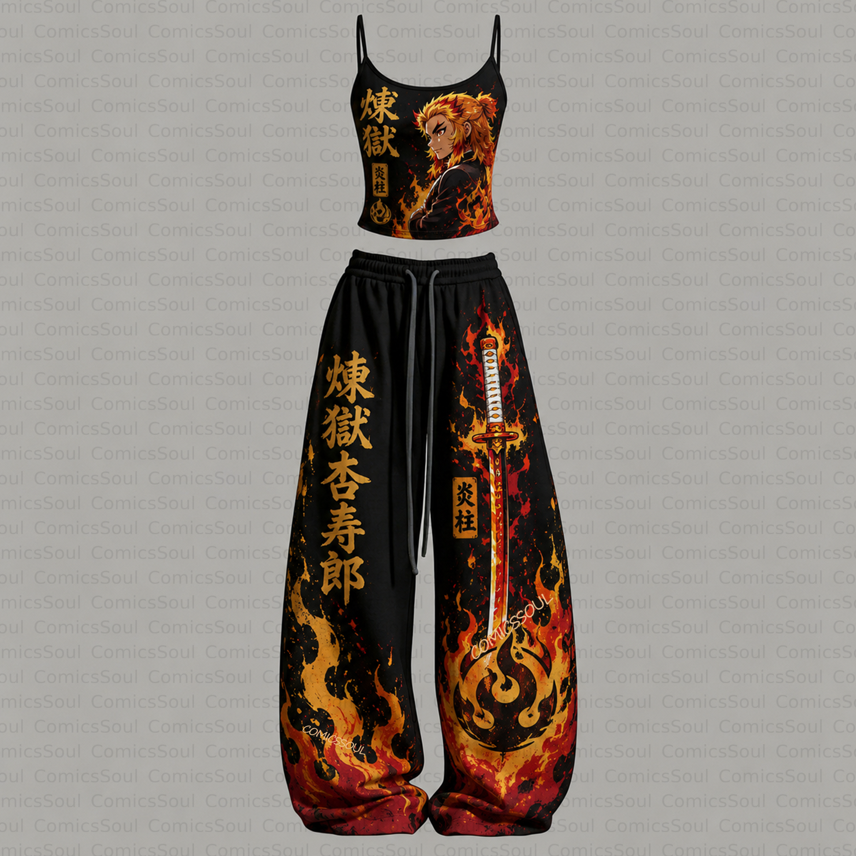 Demon Slayer Top & Elasticated Trousers Two-Piece Set