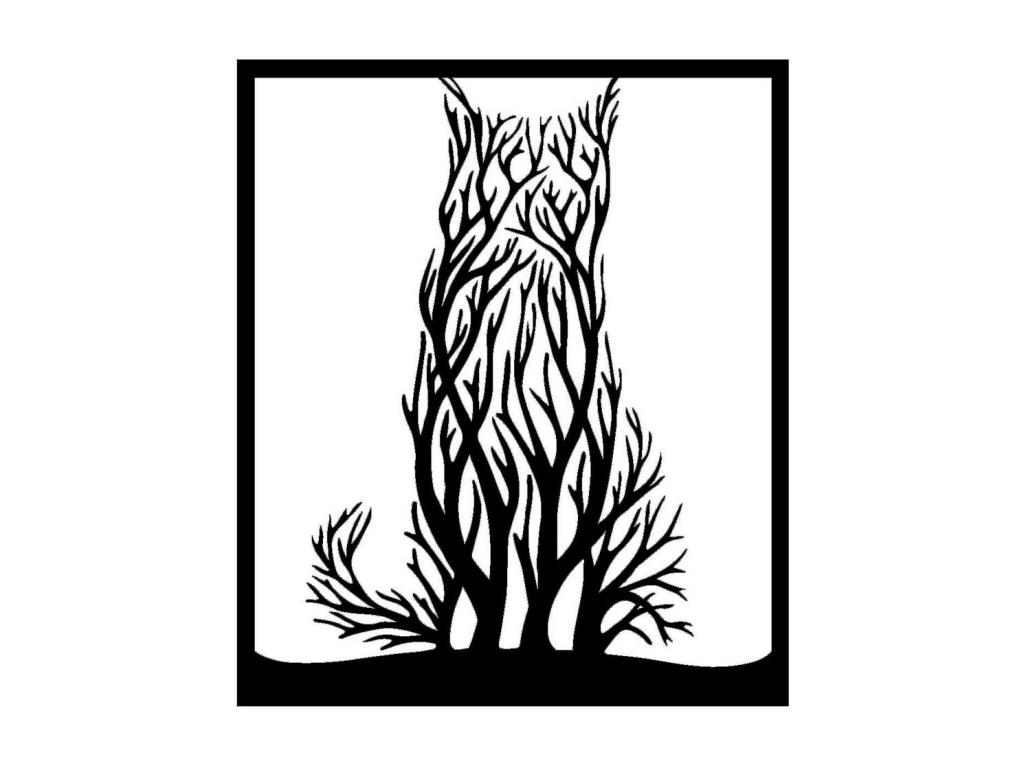 Decoración de Metal Gato 47, Negro, 51x0,15x60 cm, Hogarlujo