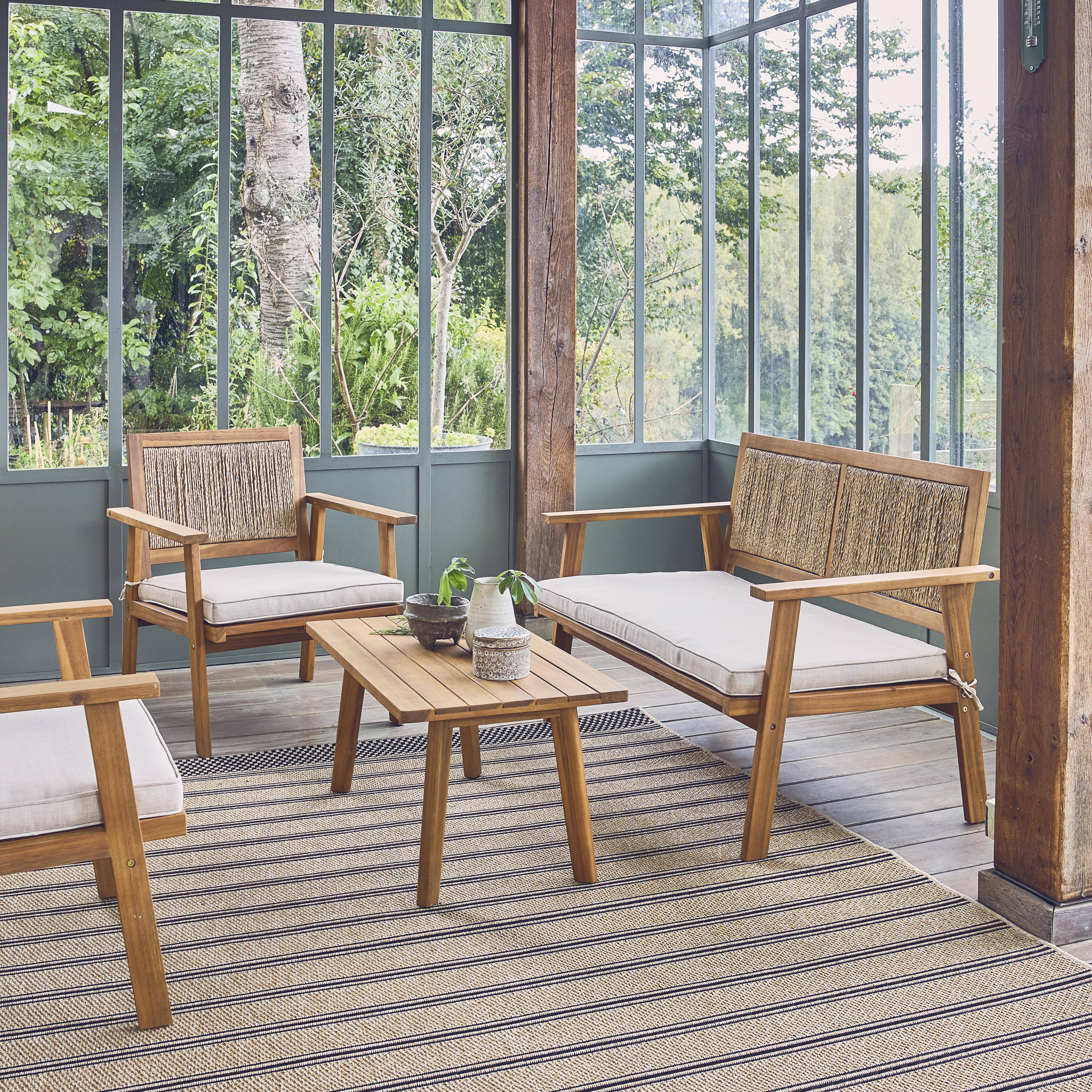 Bohemia - Conjunto de jardín en madera con cañizo vertical, 4 plazas