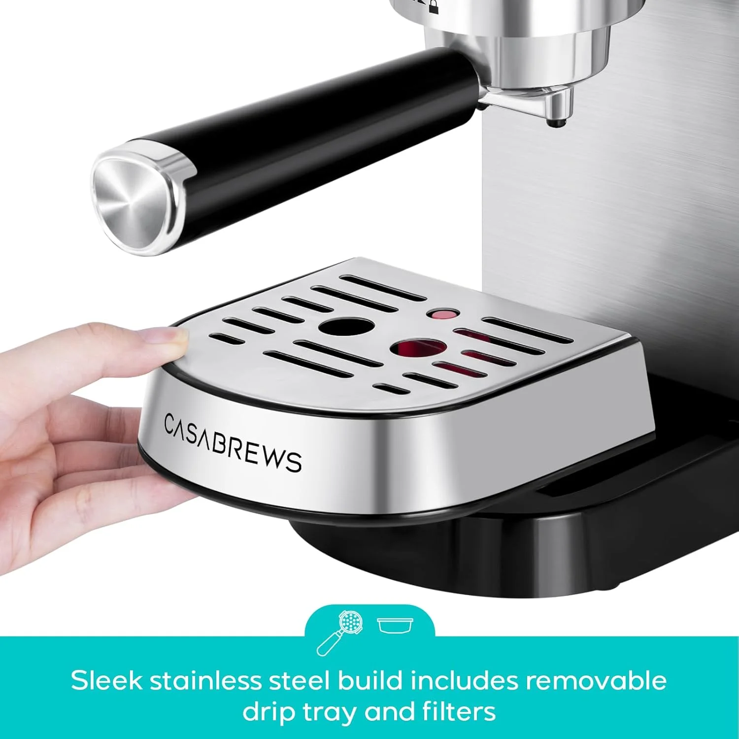 CASABREWS CM5418 20-Bar Espresso Machine and Coffee Maker, Silver - Image 12