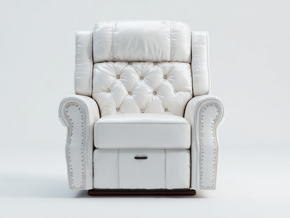 Sillón reclinable tapizado en cuero sintético 98×102×108 cm - blanco - estilo clásico con respaldo capitoné y apoyabrazos acolchados
