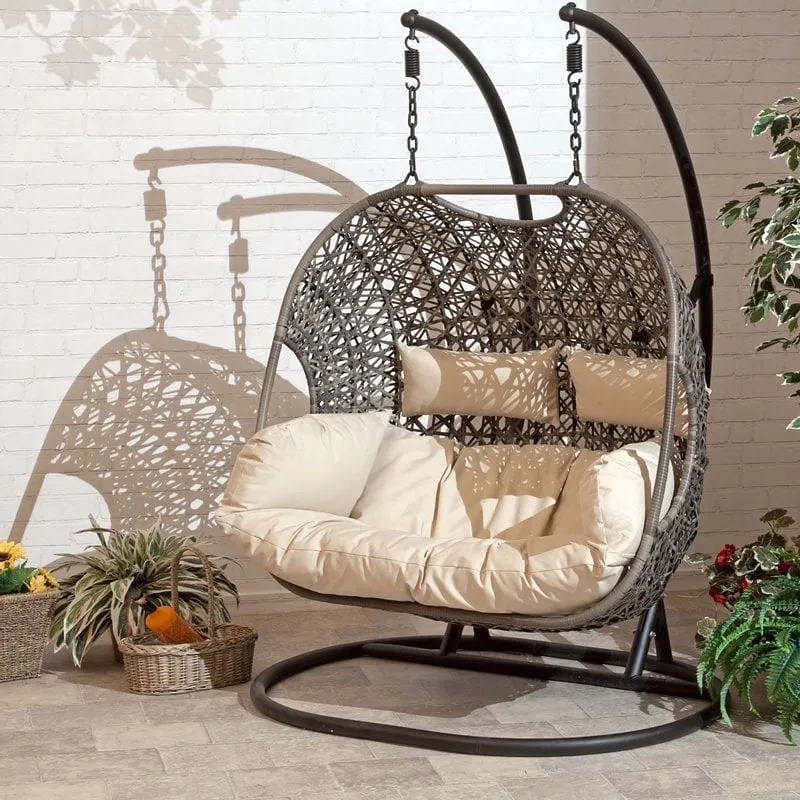 WAYFAIR 2024 HomeGood Solid Wood Wicker Swing Chair With Stand Rain Cover Included