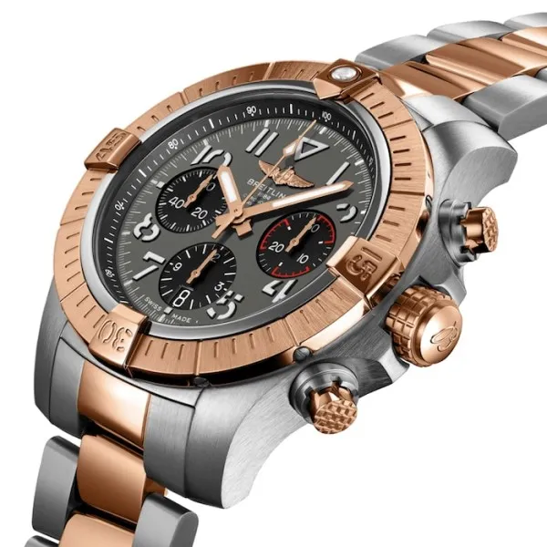 Breitling Avenger Men Automatic Grey Stainless Steel   18K Red Gold Watch UB01821A1B1U1