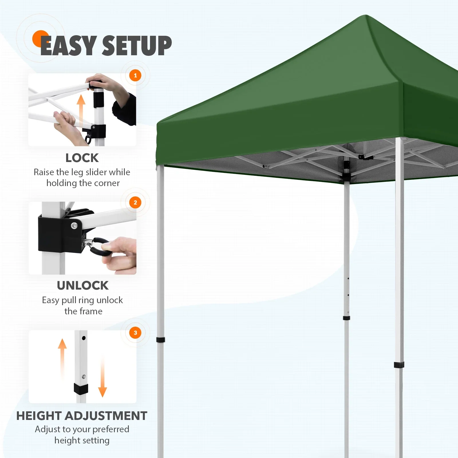 EAGLE PEAK 5x5 Pop up Canopy Tent Instant Outdoor Canopy Easy Set - up Straight Leg Folding Shelter（blue）