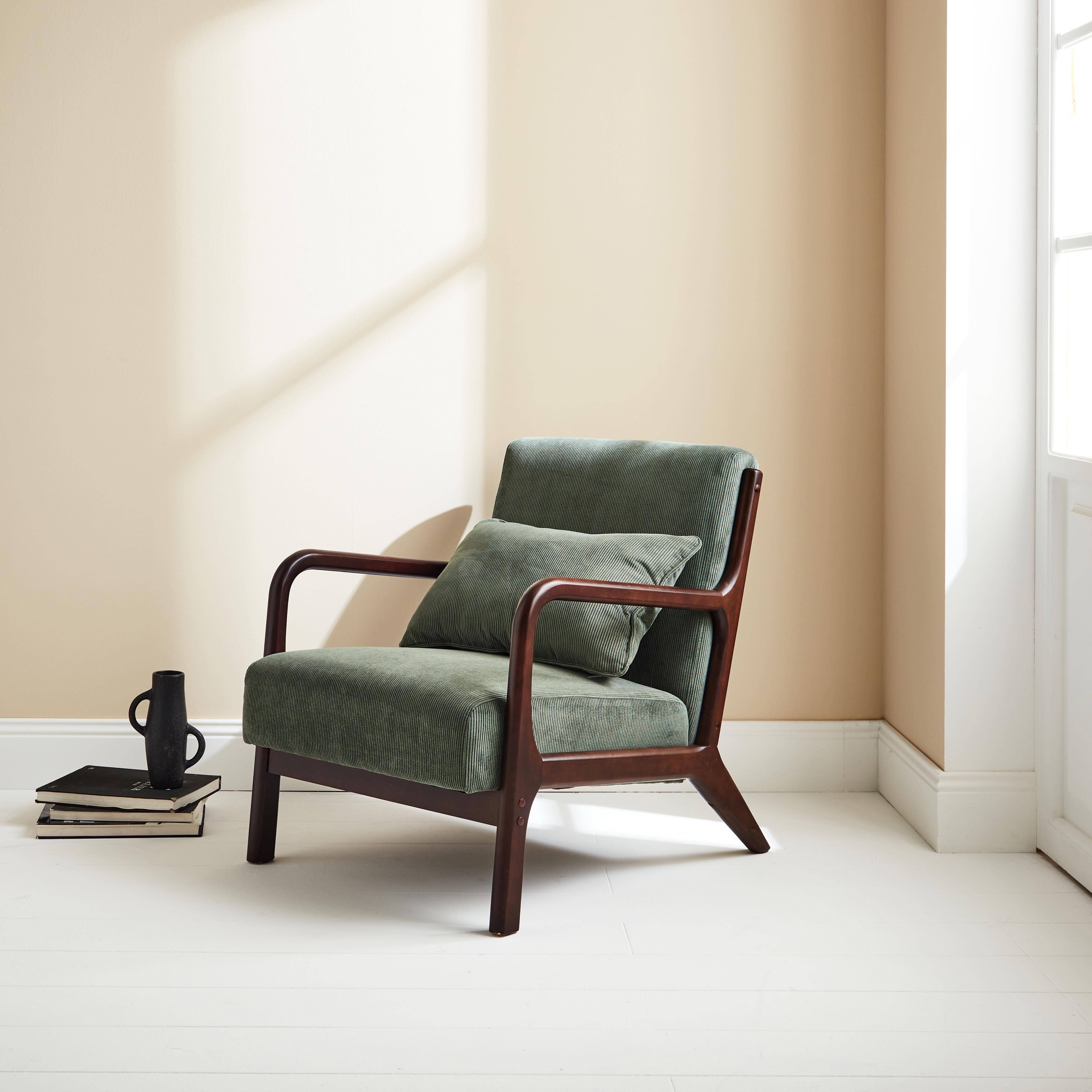 Lorens pana - Sillón escandinavo de pana y madera de hevea