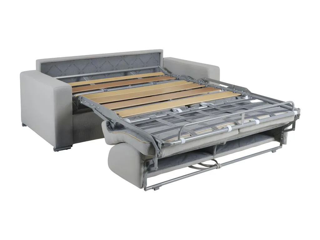 Sofá cama de 3 plazas de tela de apertura rápida Cosinor - marrón - somier de láminas de 140 cm - colchón de 18 cm con memoria de forma yie134083