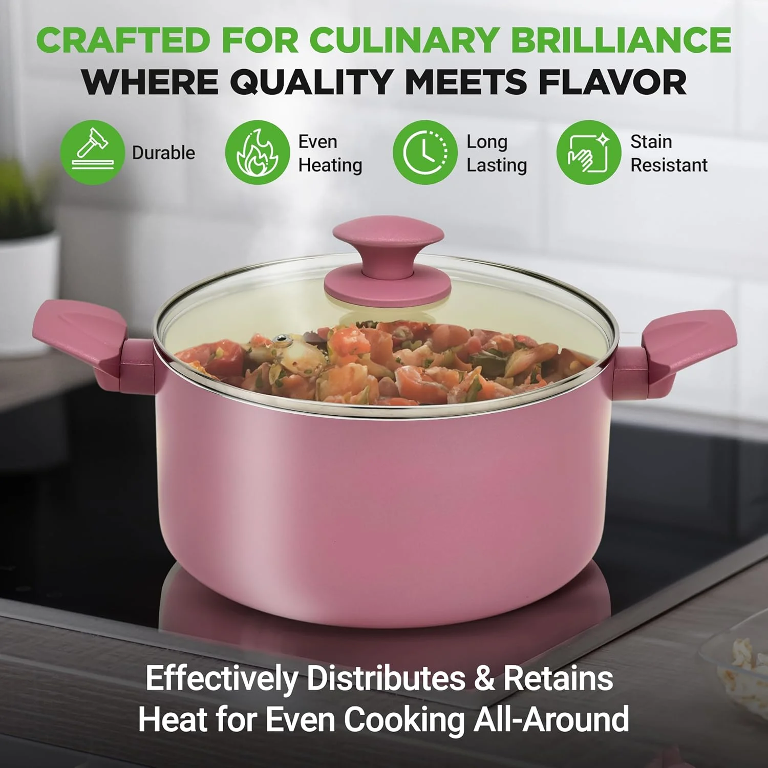 54-Piece Kitchen Cookware Set -C Complete Non-Stick Ceramic Pots and Pans Set with Utensils, Bakeware, and Knife Set, Gas, Electric & Induction Compatible, Blush Pink Kitchen Essentials - Image 18