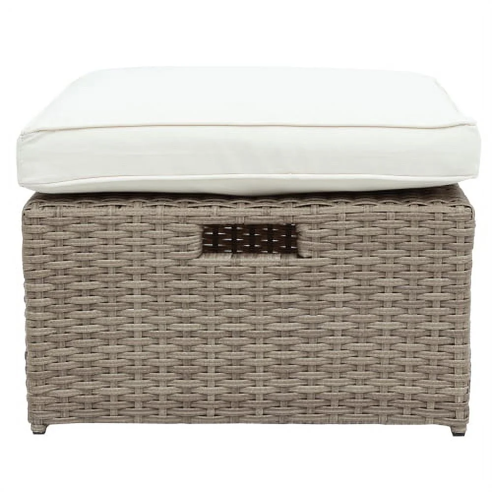 Harper & Bright Designs 4 Pieces Patio Wicker Chair with Ottoman and Coffee Table, Outdoor Rattan Loveseat Sectional Sofa Furniture Set for Garden, Beige Cushions - Image 12