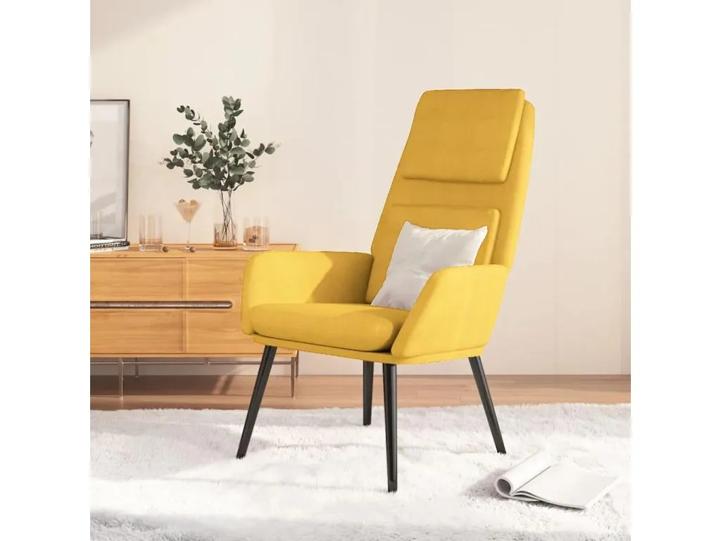 Sillón de Quietena de tela amarillo mostaza