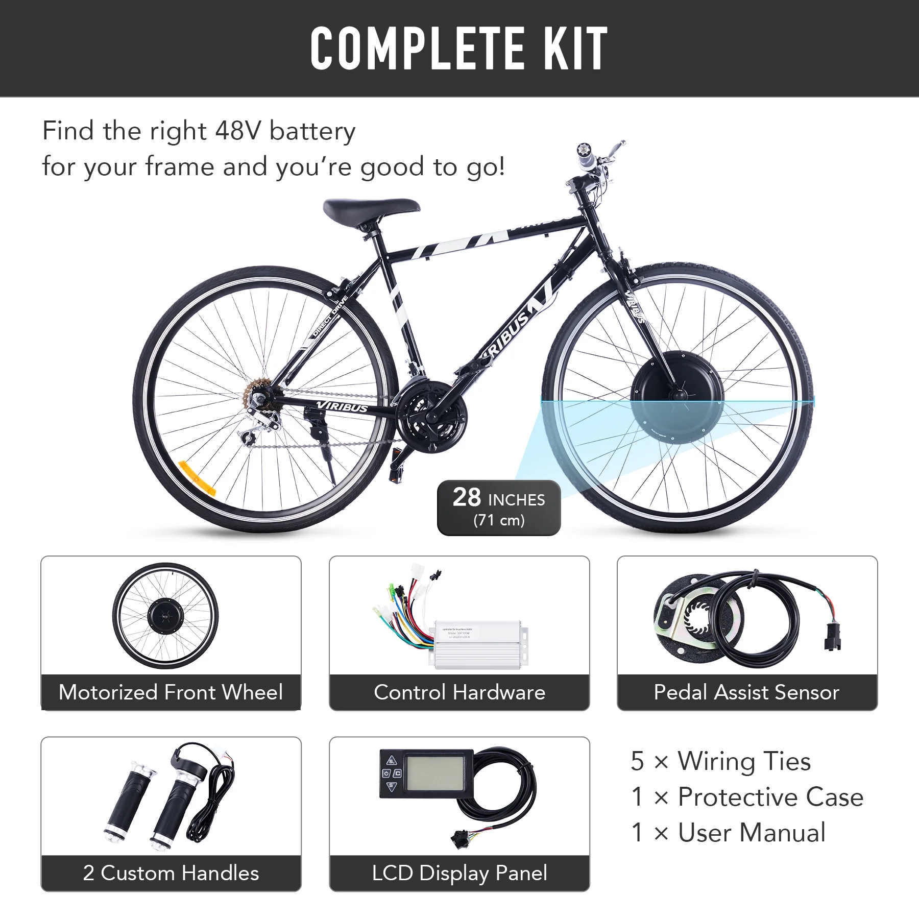 Viribus Electric Bike Conversion Kit 26" Rear Wheel 1000W Hub Motor LCD eBike DIY Set - Image 35