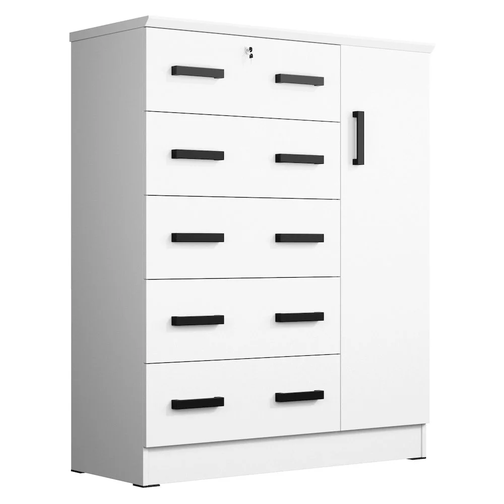 Better Home Products JCF Sofie 5 Drawer Wooden Tall Chest Wardrobe in Mahogany - Image 18