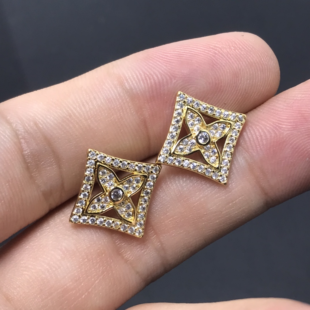 Louis Vuitton Full Diamond Paved Blossom Stud Earrings - Original Replica Club