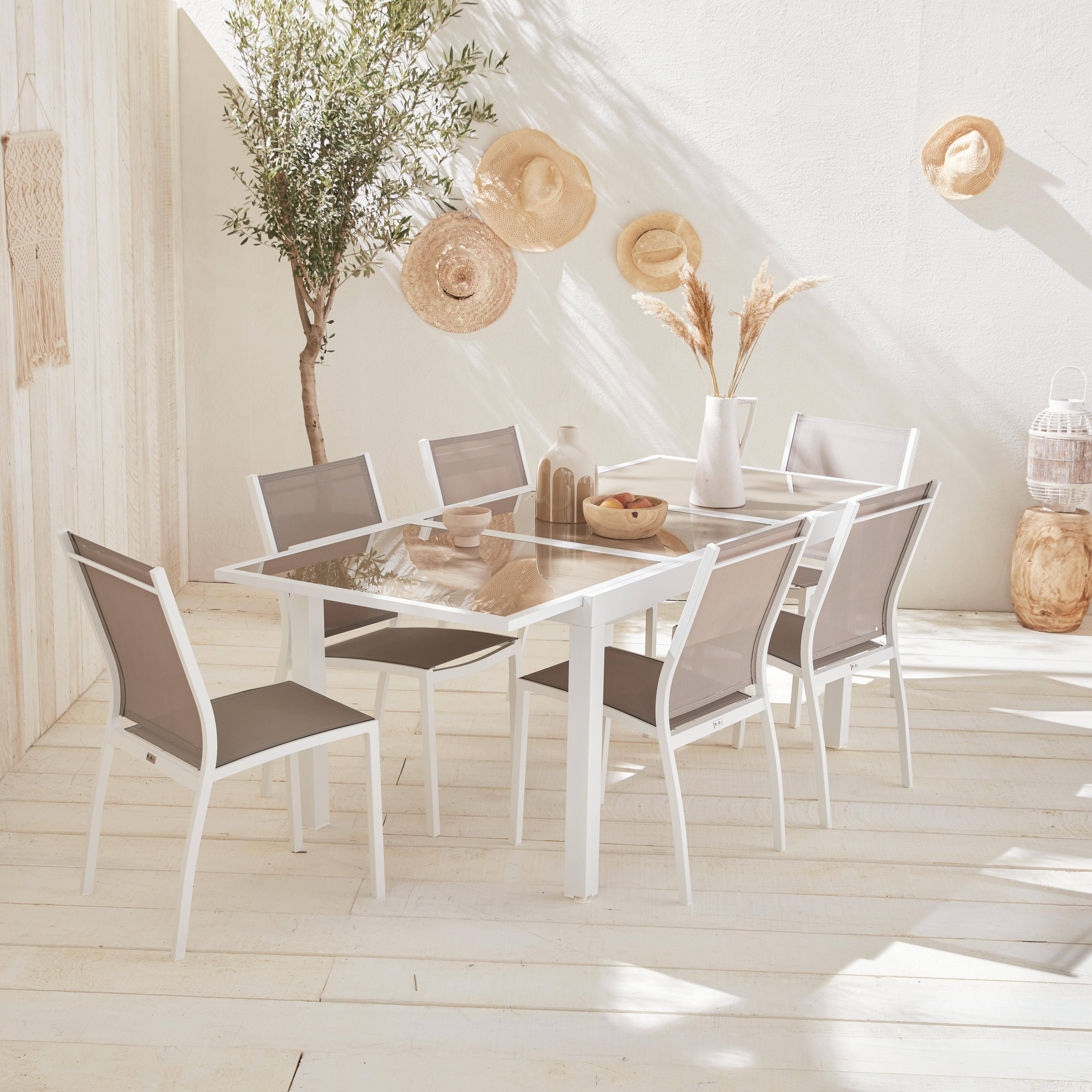 Orlando - Mesa de jardín extensible de aluminio con 6 sillas