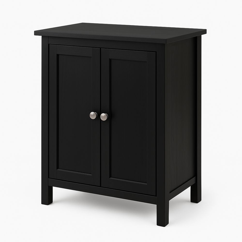 Armario de Madera con Puertas Almacenaje Negro Sala de Estar/Dormitorio 80x40x90 cm