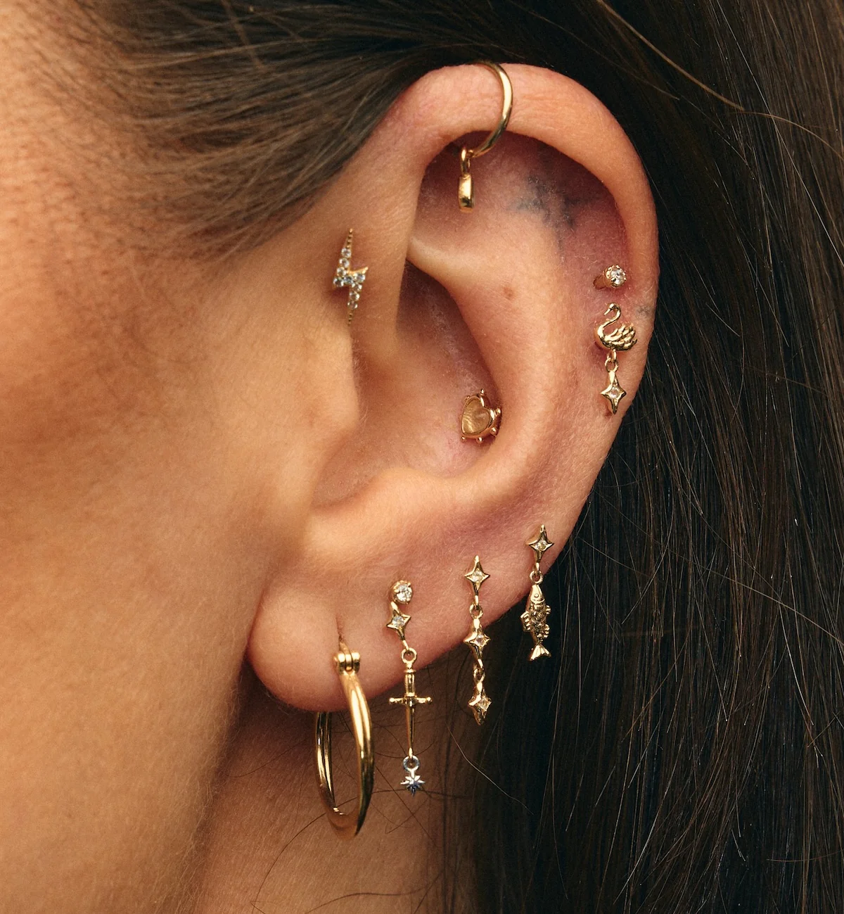 Cosmic Obelisk Piercing Front 14K