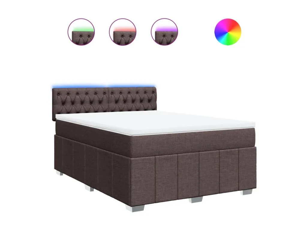 Cama box spring con colchón tela marrón oscuro 160x200 cm ned3521873