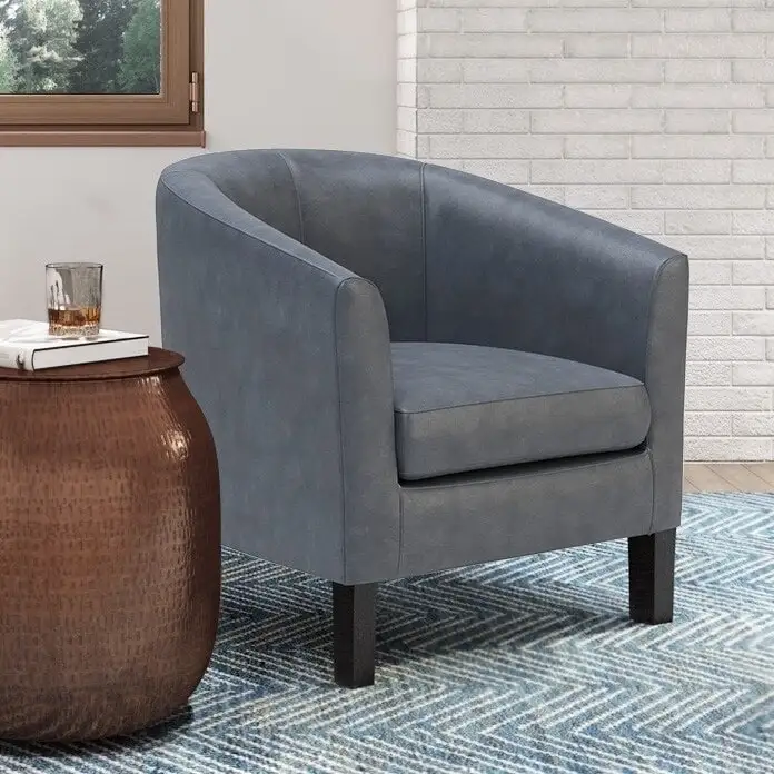 Modern Tub Accent Chair with Upholstered Seat and Wooden Legs
