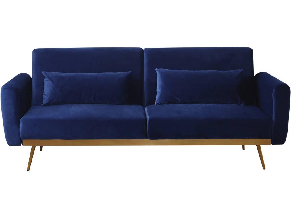 Sofá cama terciopelo - 3 plazas - azul oscuro