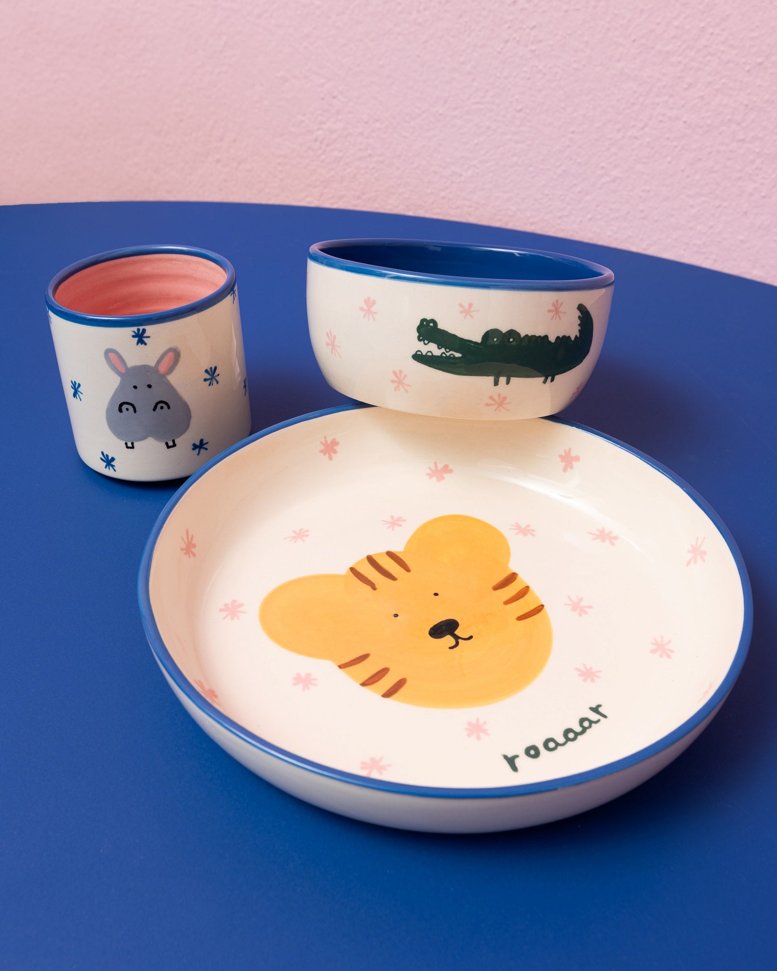 Miio Miini Geschirr-Set weiß blau 3-teilig