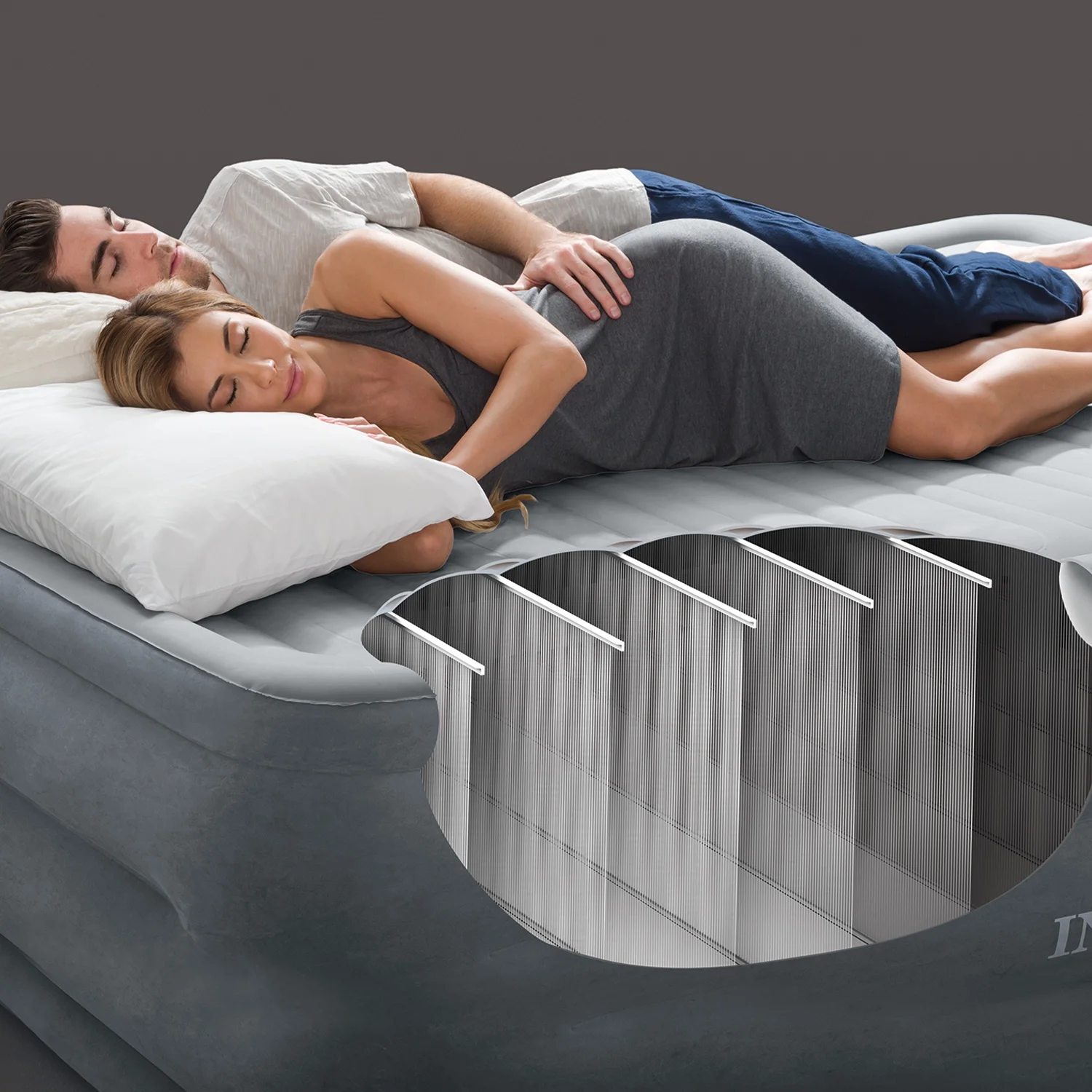 Intex Plush Airbed w/ Pump + Intex Downy Air Mattress w/ Built-In Pump (Queen) - Image 2