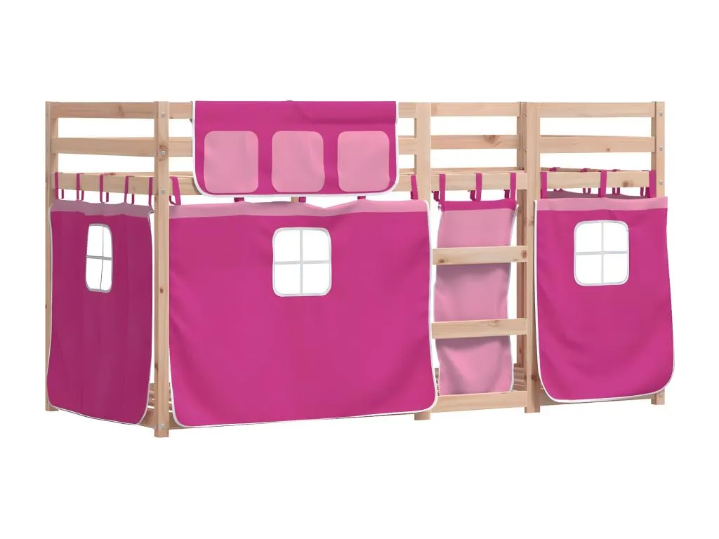 Litera con cortinas Banakdecoracion maciza de Banakdecoracion rosa 80x200 cm LBHY11299