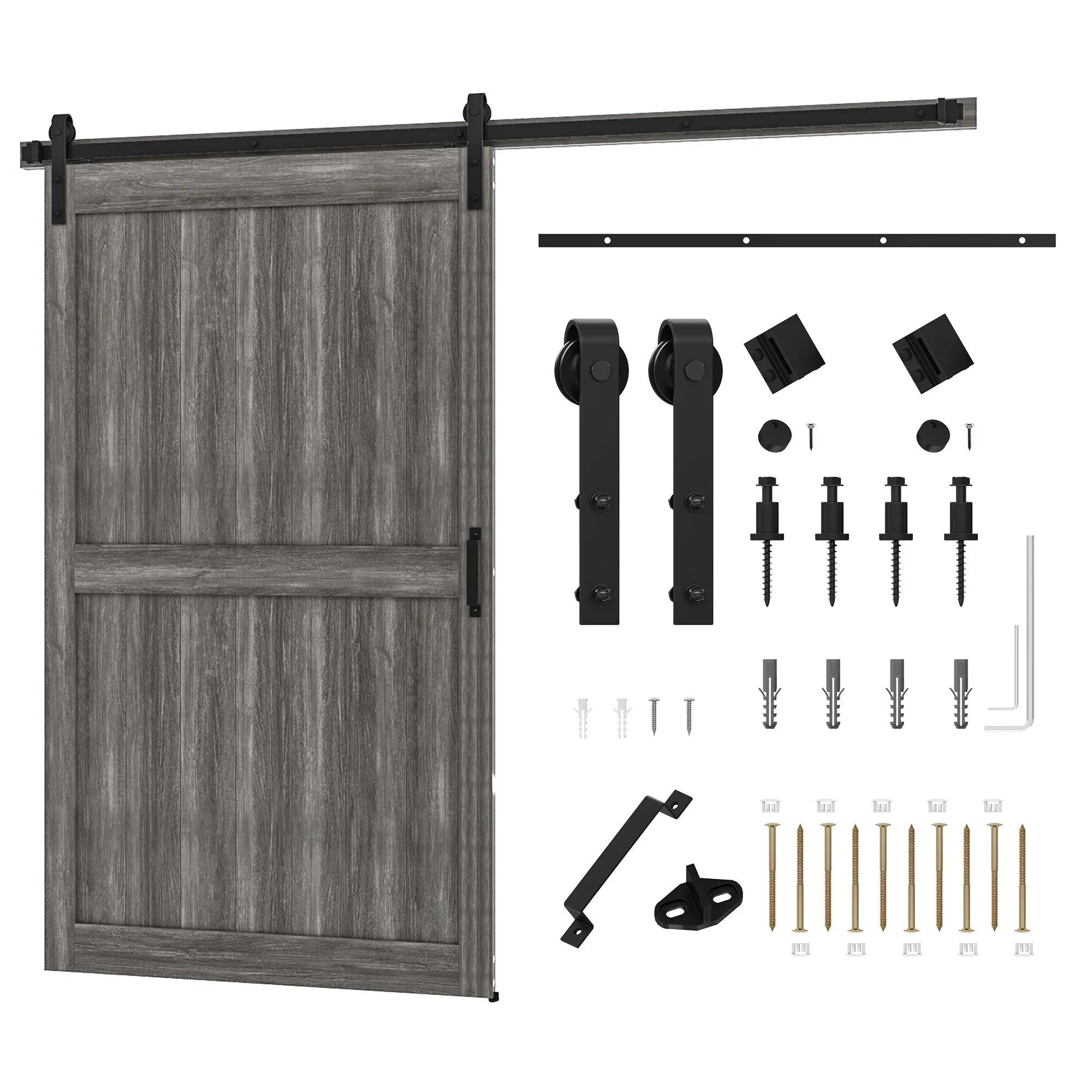 Uforic Sliding Barn Door With Hardware Kit, 48 x 84 in, Gray - Image 8 Uforic Sliding Barn Door With Hardware Kit, 48 x 84 in, Gray - Image 8