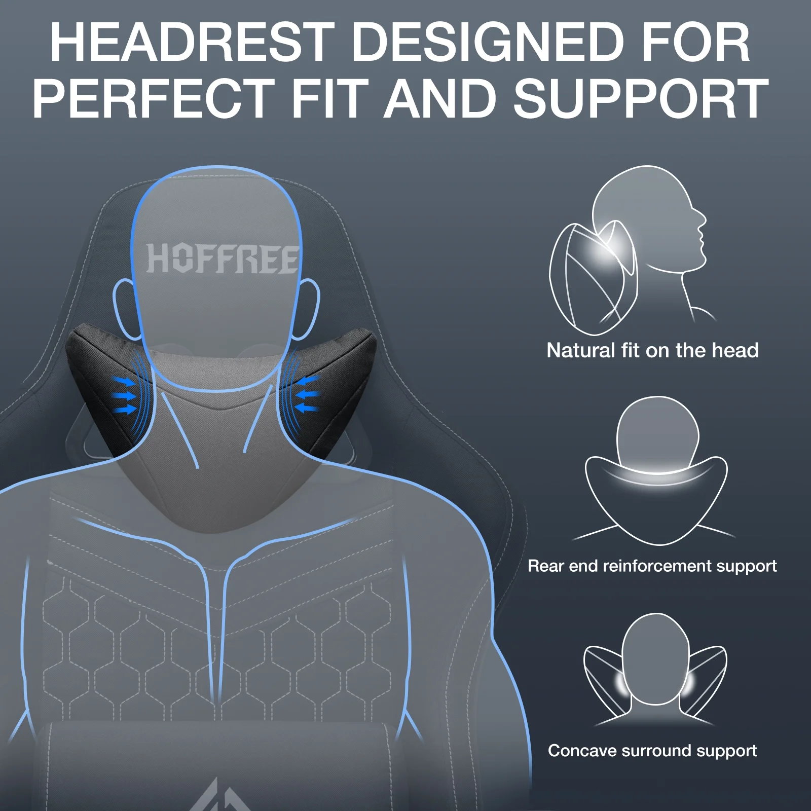 Hoffree Gaming Chair with Massage Fabric Office Chair with footrest for Adults, Ergonomic Gamer Chair with Headrest and Lumbar Support for Office Gaming, 440 LBS - Image 16