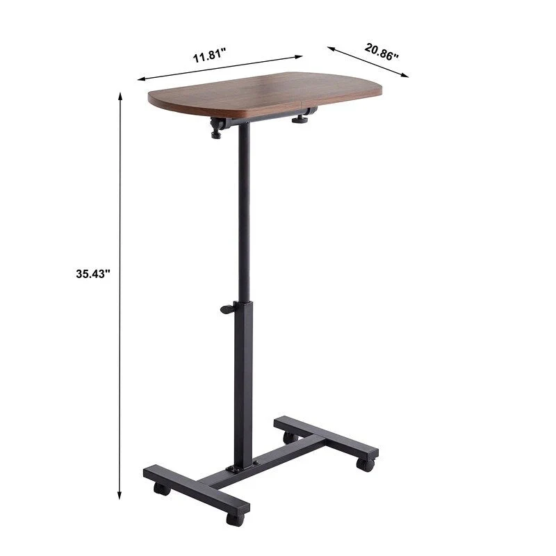 Mieres Adjustable C-Shaped End Table with Metal Frame - Mobile 360° Flip Swivel Couch Table