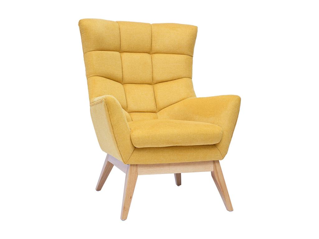 Sillón tejido efecto aterciopelado texturizado amarillo mostaza Cozetiq