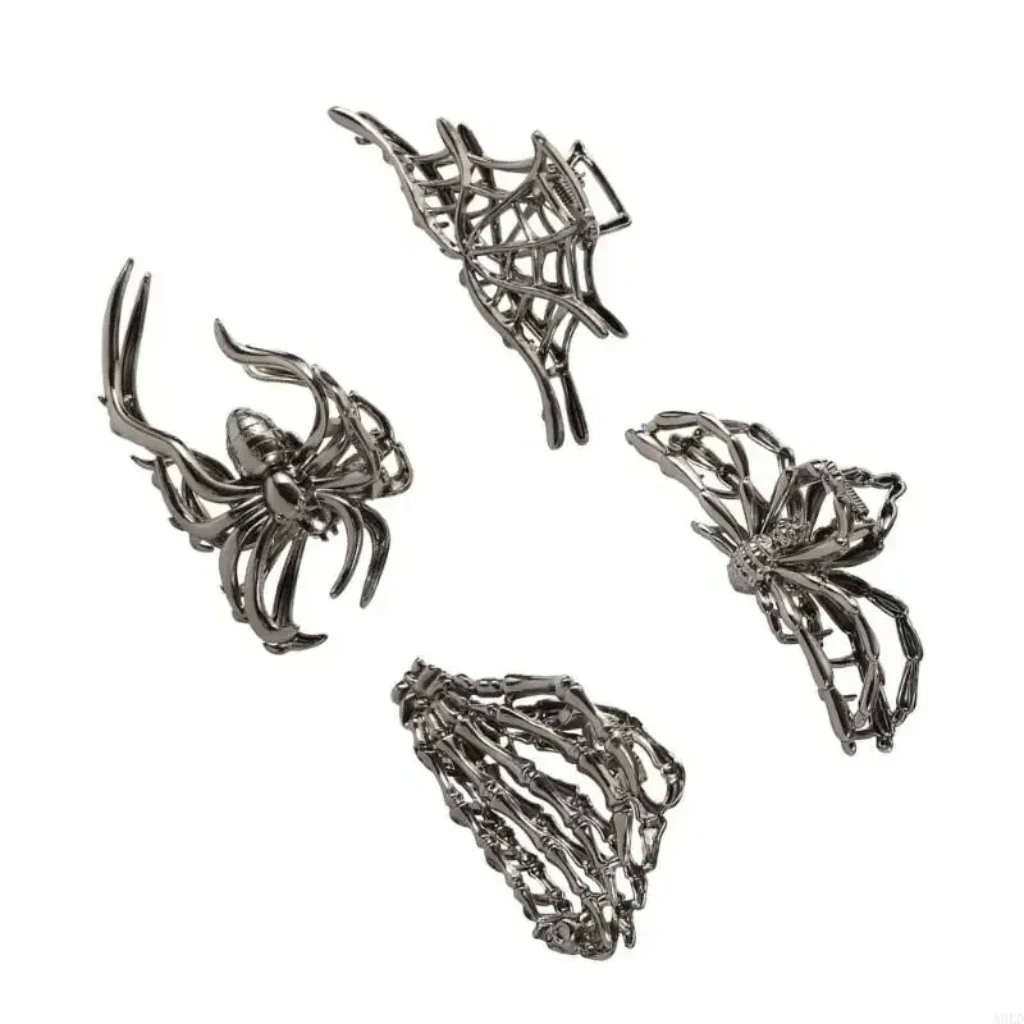4-Piece Halloween Spider and Bat Hair Clip Set - Image 2 4-Piece Halloween Spider and Bat Hair Clip Set - Image 2