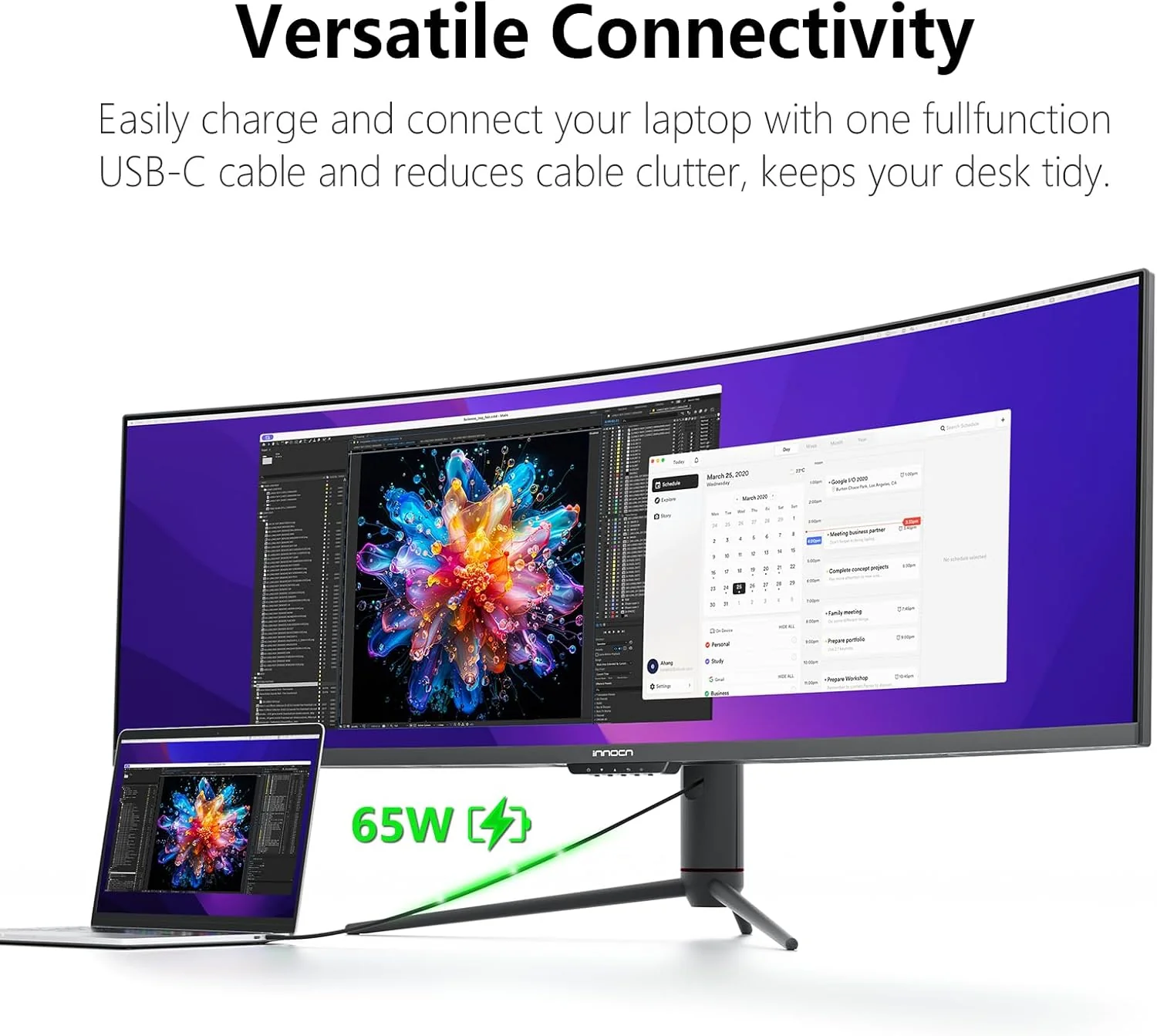 INNOCN 49 Inches Curved Gaming Monitor, 144Hz, HDR400, 32:9 - 49C1G - Image 2 INNOCN 49 Inches Curved Gaming Monitor, 144Hz, HDR400, 32:9 - 49C1G - Image 2