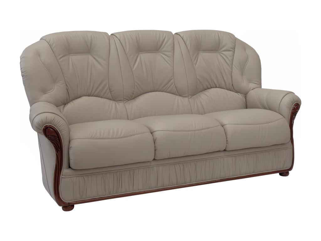 Sofá de 3 plazas y sillón cuero de búfalo color taupe Lluesmahome FKLL23741